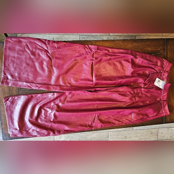 Red Faux Leather Boot Cut Pants - Picture 8 of 9